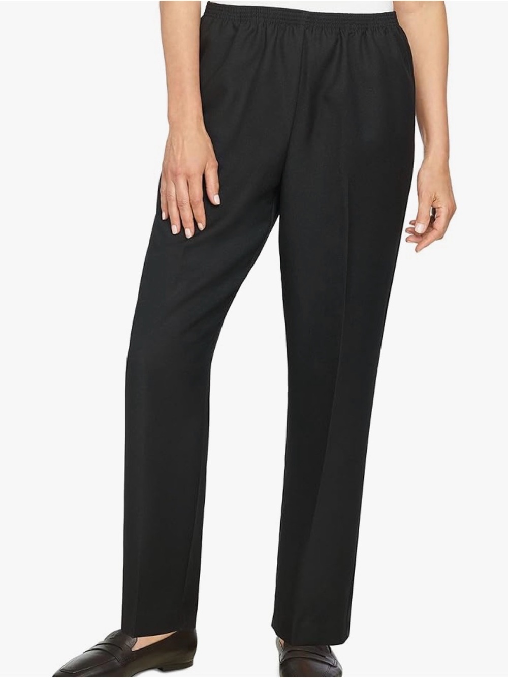 Alfred Dunner Black Straight-Leg Pull-On Trousers